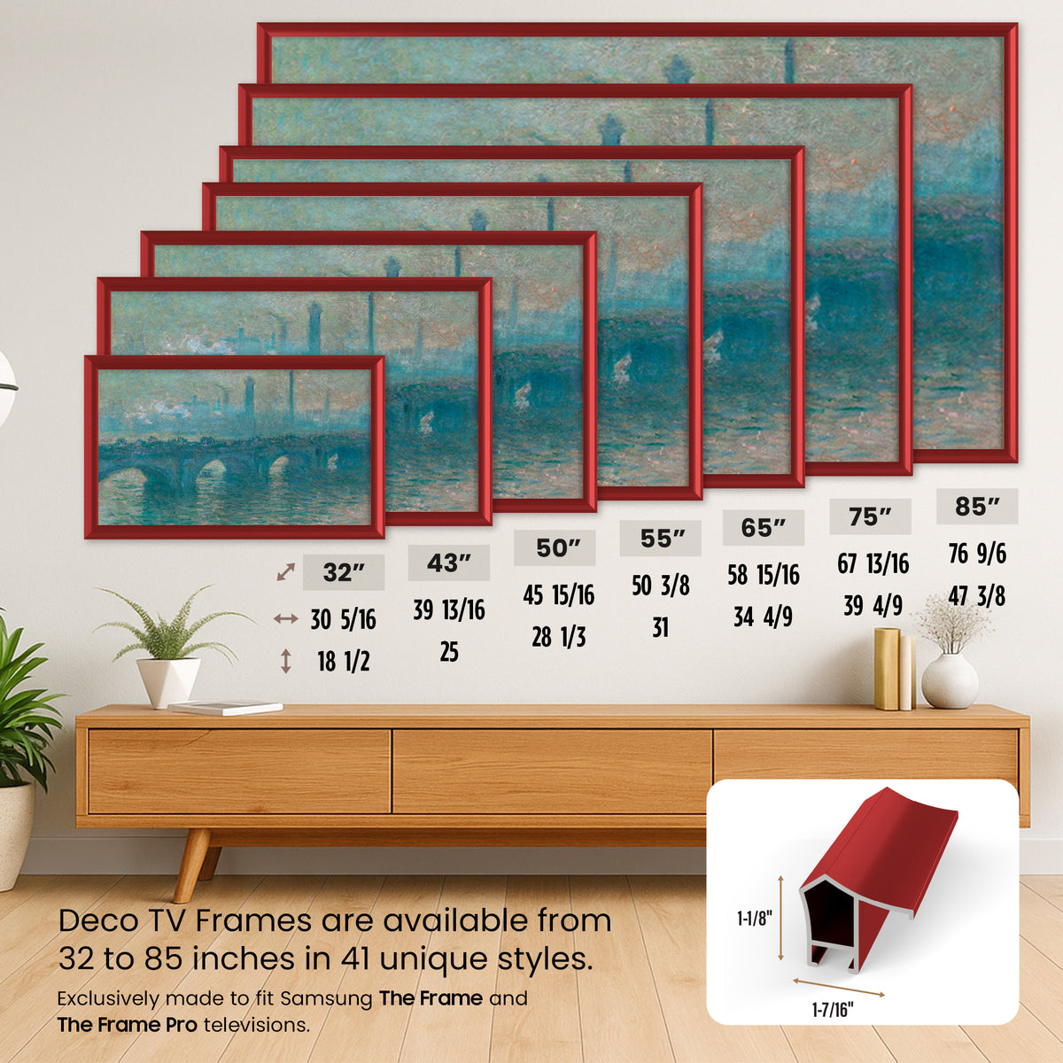 Candy Apple Red - Alloy Prismatic Samsung Frame TV Bezel