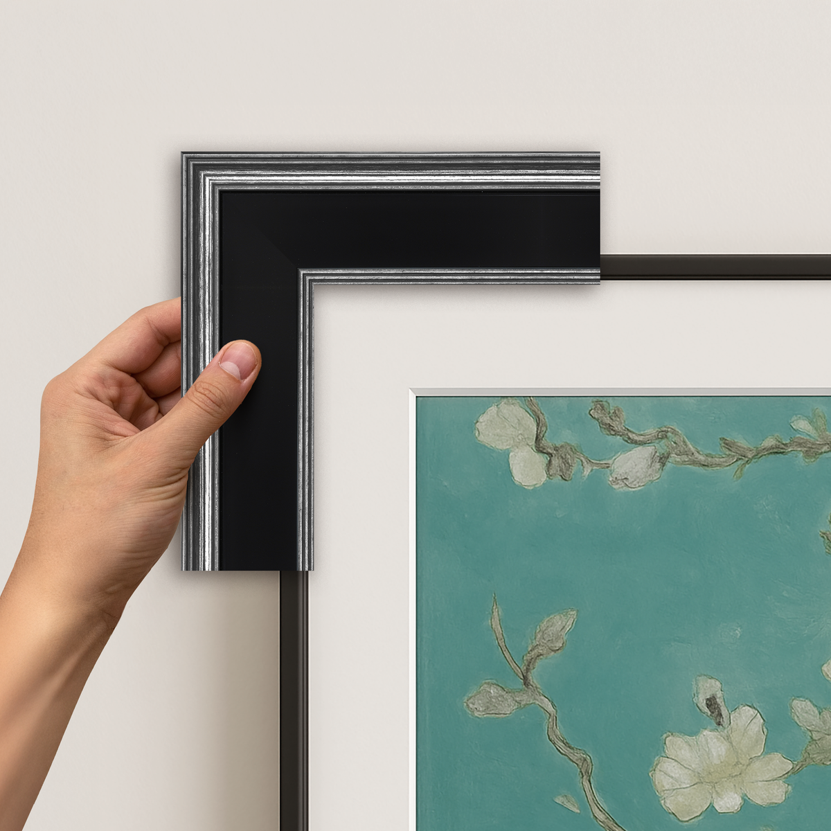 Antique Silver & Black Deco Frame