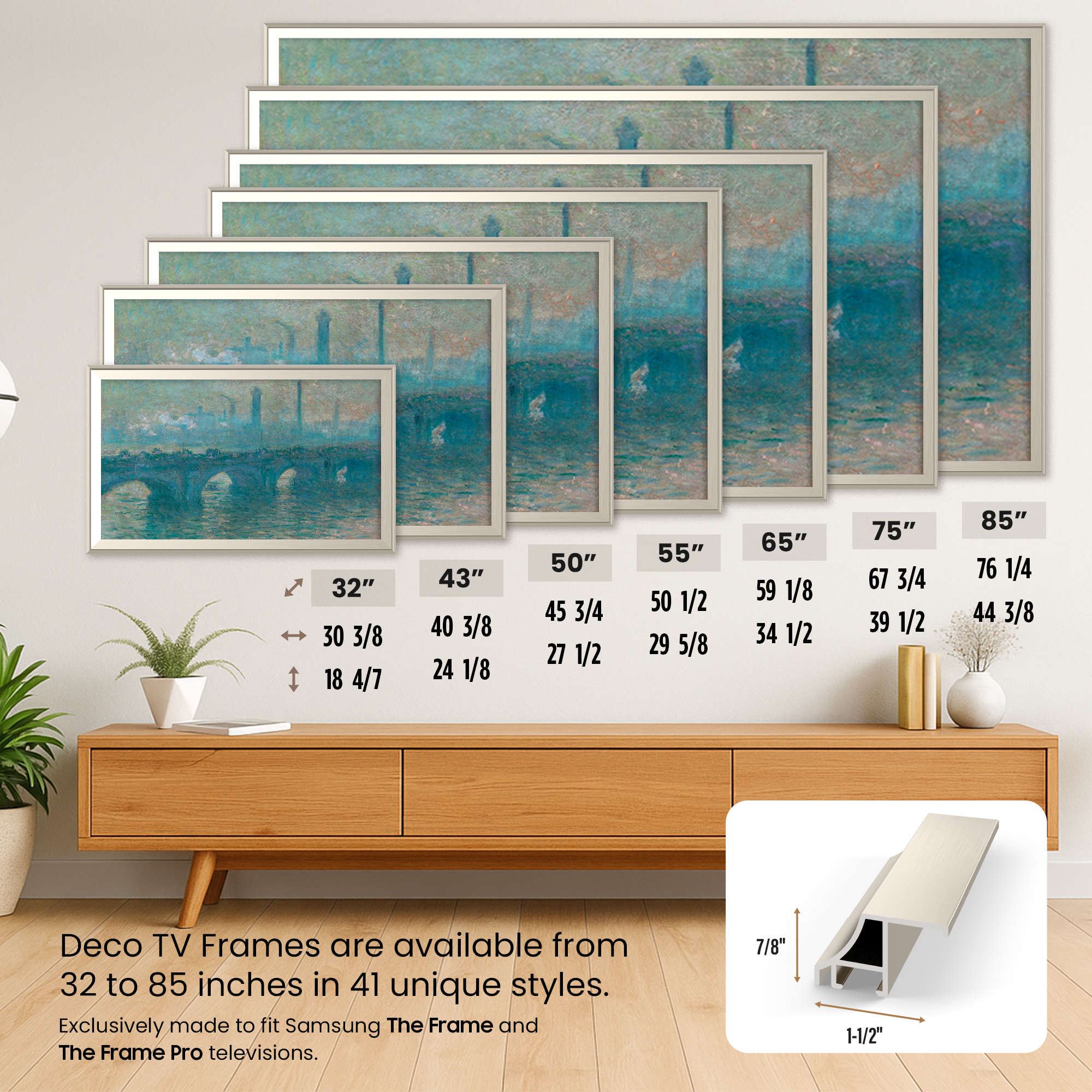 German Silver - Alloy Scoop Samsung Frame TV Bezel | Frame My TV