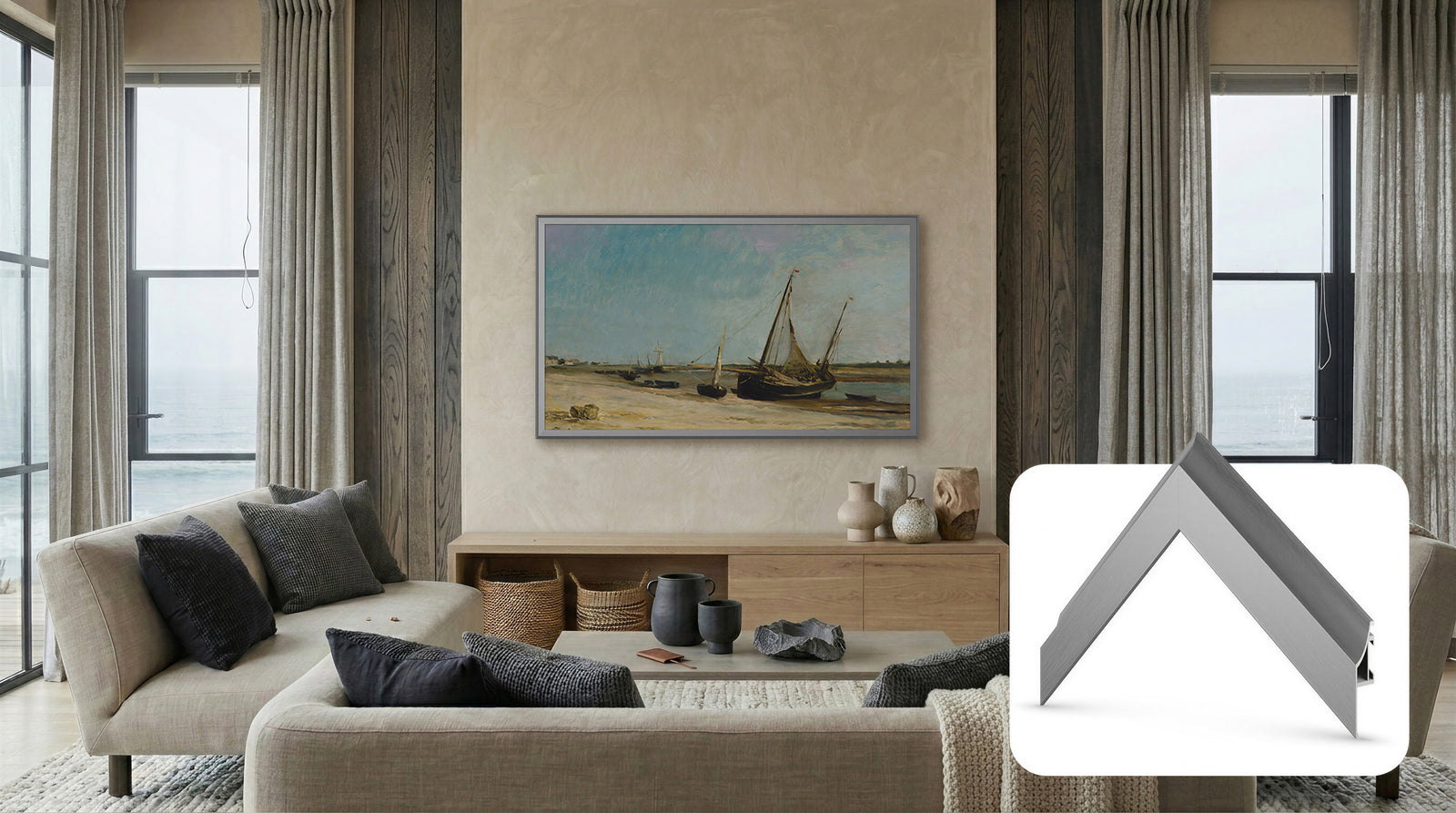 Graphite - Alloy Scoop Samsung Frame TV Bezel