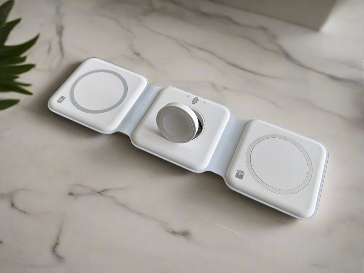 Foldable 3-in-1 Wireless Charger with Magnetic Phone, Watch, and Headphone Charging