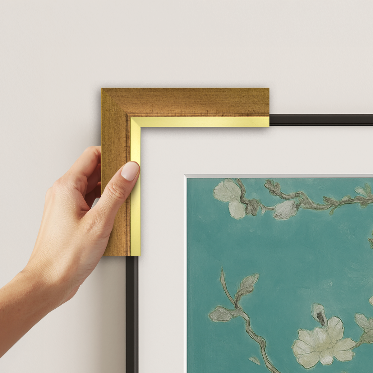 Modern Gold Leaf Deco Slim Frame