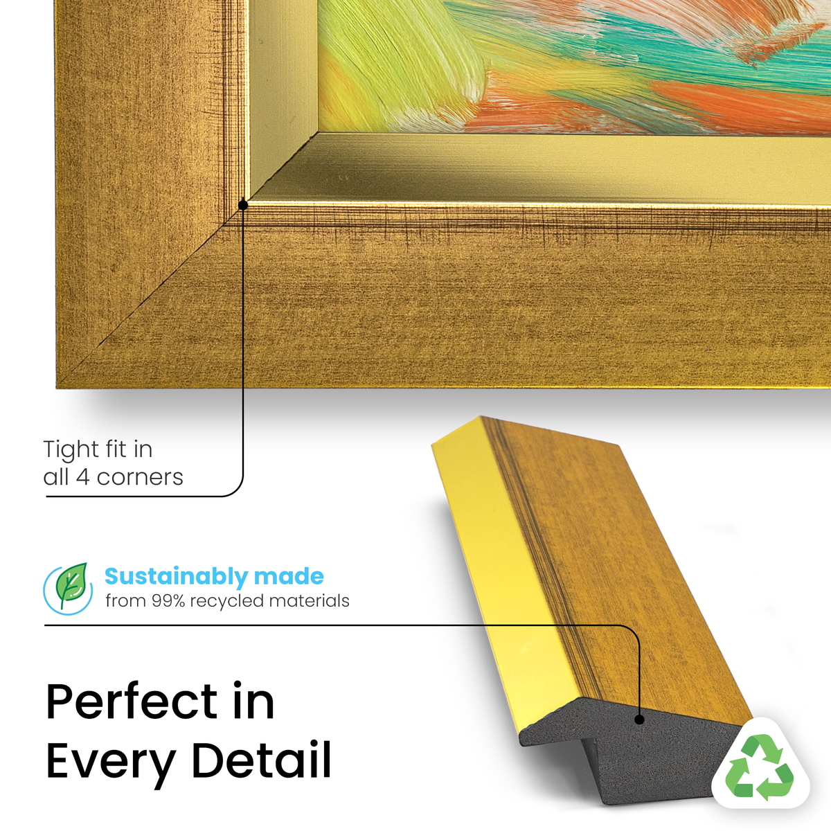 Modern Gold Leaf Deco Slim Frame