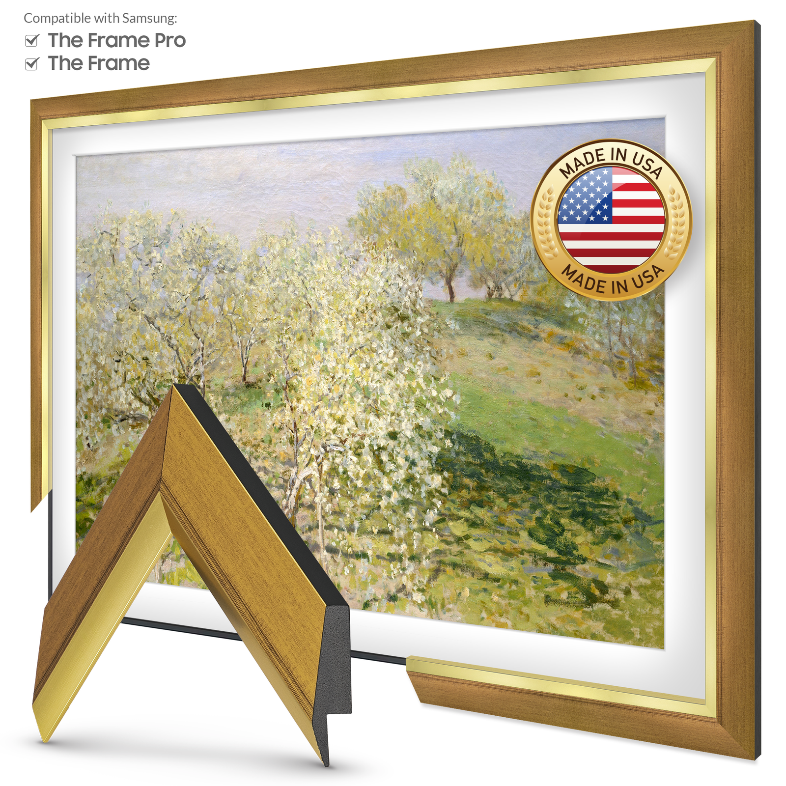 Modern Gold Leaf Deco Slim Frame