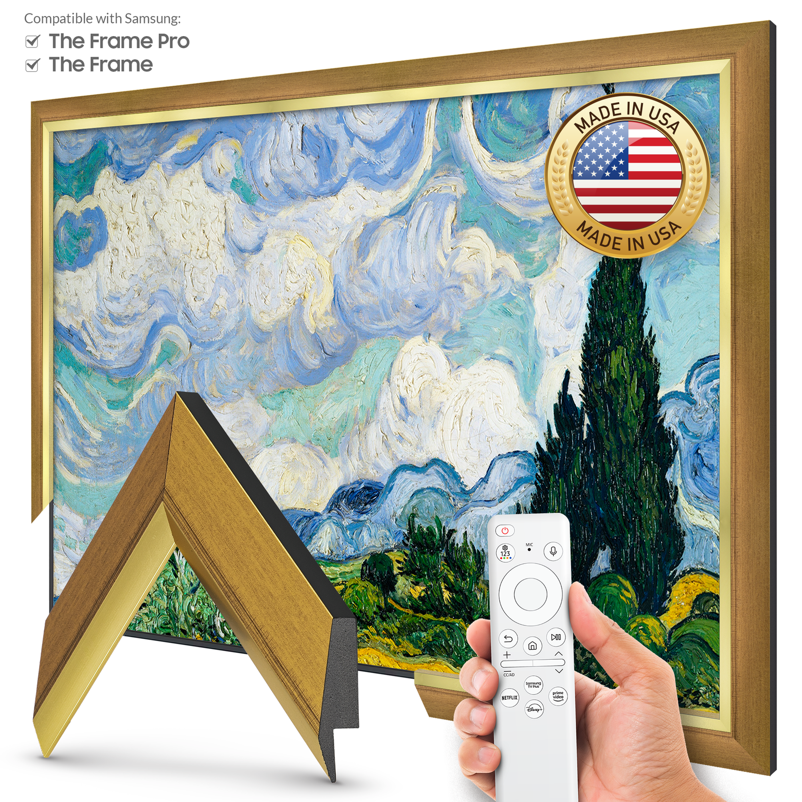 Modern Gold Leaf Deco Slim Frame