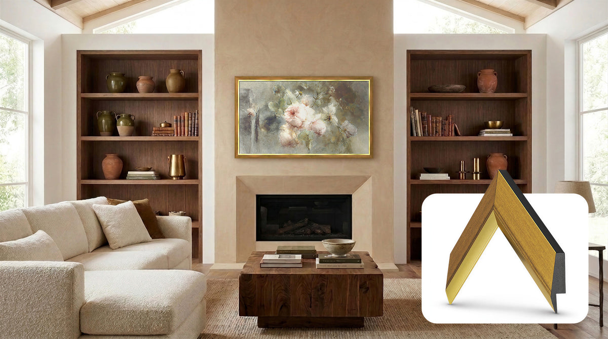 Modern Gold Leaf Deco Slim Frame