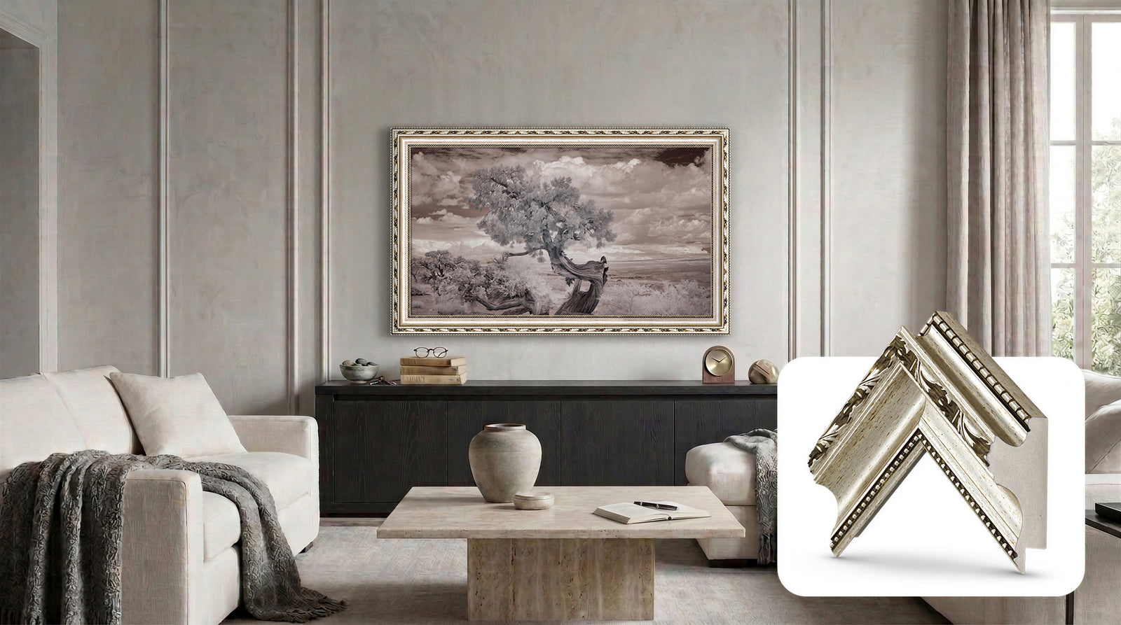 Ornate Silver Deco Frame