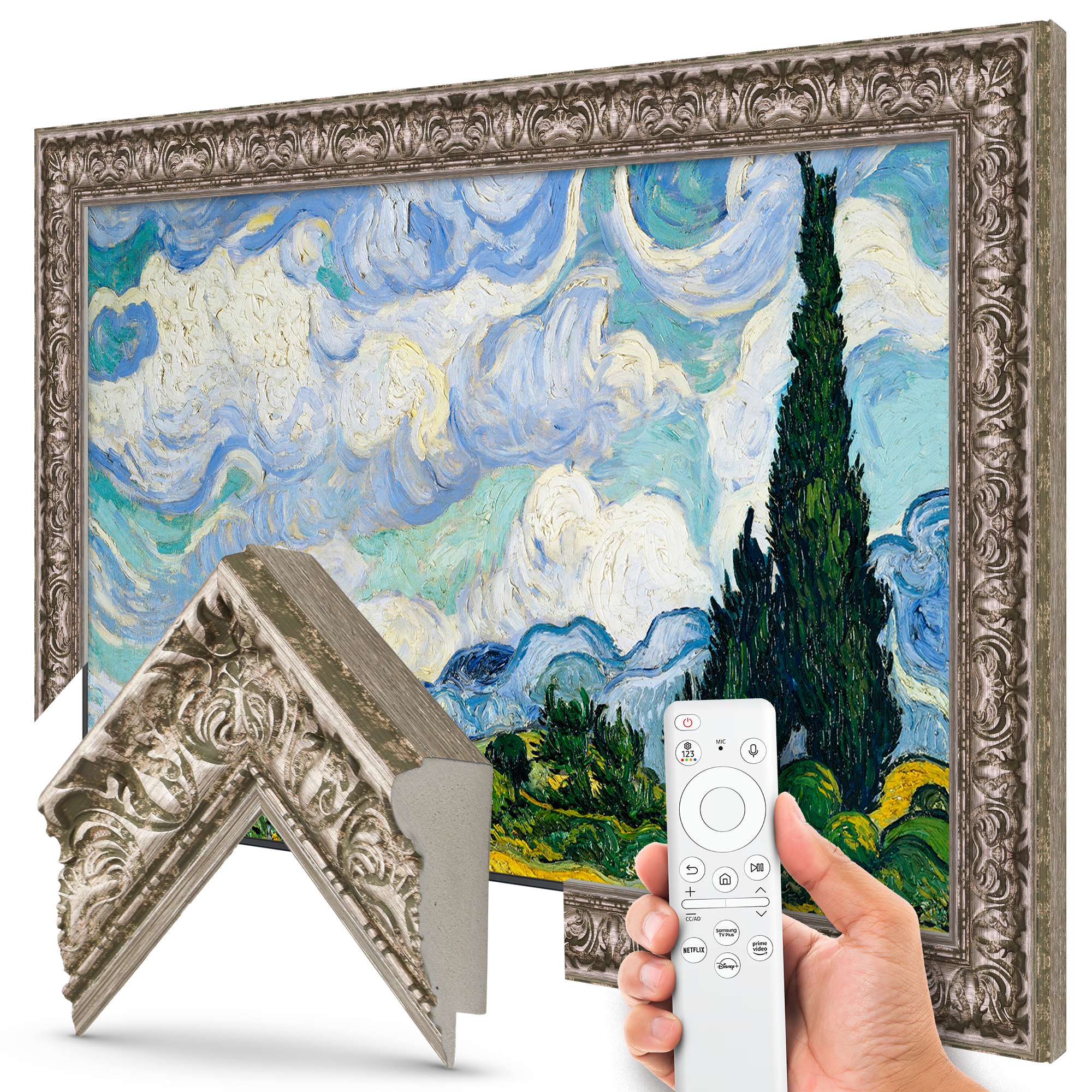 Tuscan Silver Deco Frame | Frame My TV